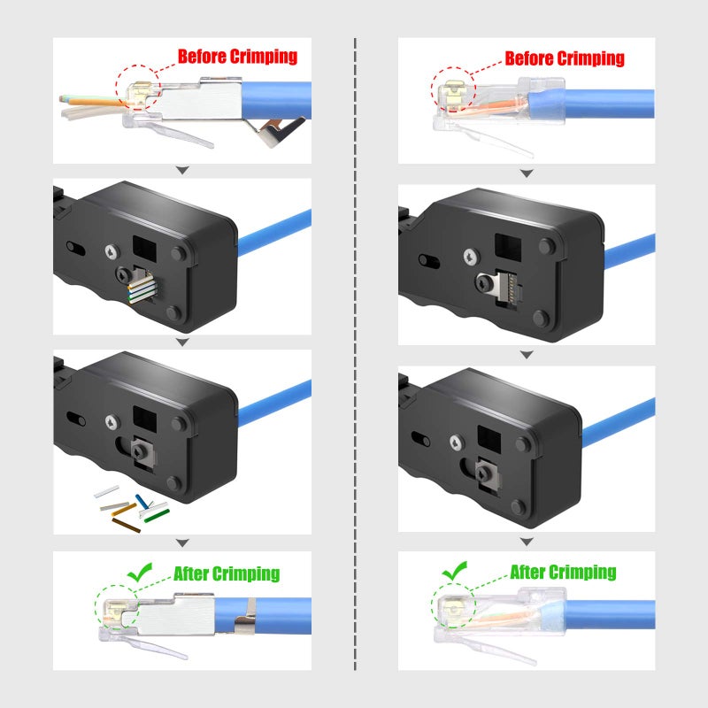 VCELINK RJ45 أداة العقص تمر عبر إيثرنت سلك القاطع المكشكش لـ Cat7 Cat6A Cat6 Cat5E Cat5 موصلات المرور وغير المرور - Image 4